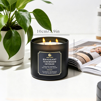 Bougie parfumée de luxe en gros à 3 mèches, mélange de soja, dans un bocal en verre dépoli coloré, pour aromathérapie, bougie d'intérieur, étiquette privée personnalisée