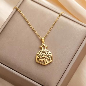 จี้ทับทิมทรงสวยงาม สร้อยคอ Shma Yisrael สไตล์มินิมอล ทำจากสแตนเลส 304 ชุบทอง 18K เครื่องประดับทางศาสนาของชาวยิว - Product Image 4