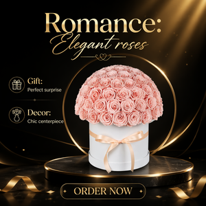 Scatola Regalo Rotonda di Lusso con 100 Rose Eterne Preservate a Forma di Cupola, Etichetta Privata, per San Valentino - Product Image 3