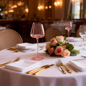 Бокалы для белого вина CnGlass, 100% ручная работа, розовые хрустальные, на длинной ножке, класса люкс, для свадеб и торжеств - Product Image 4