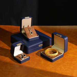 PU Leather Jewelry <b>Box</b> Square Flip Lid <b>Gift</b> Case Velvet Lined Custom Logo Jewelry Packaging <b>for</b> <b>Rings</b> Bracelets - Product Image 4