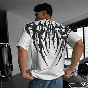 T-shirt da <span class=keywords><strong>uomo</strong></span> stampata di <span class=keywords><strong>tendenza</strong></span>, design alla moda, vestibilità ampia e casual, maniche corte, girocollo, versatile. - Product Image 1