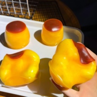 Jouet anti-stress ASMR souple et croustillant en forme de bloc rond, rempli, pour adultes, type pudding au caramel