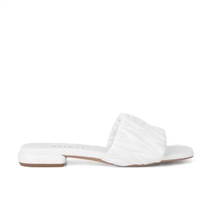 Sandali da donna trapuntati in matelassé, ciabatte piatte con punta quadrata aperta, imbottite, alla moda, estive, casual, da spiaggia - Product Image 4