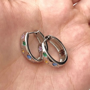 Pendientes de Plata de Ley S925 con Circonita de Color Estrella, Pendientes de Cristal de Nicho a la Moda para Chicas Dulces Japonesas - Product Image 2