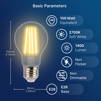 Ampoule LED A19 en verre de haute qualité, du crépuscule à l'aube, 800LM 1400LM 120V, avec capteur de lumière, pour la maison, l'hôtel, l'entrée, certifiée UL