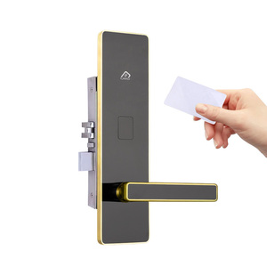 Modern Golden Stainless Steel RFID Smart Lock for Wood Doors Hotel Software Cloud Storage T57 <b>Access</b> <b>Control</b> <b>Card</b> System S1 Gold - Product Image 1