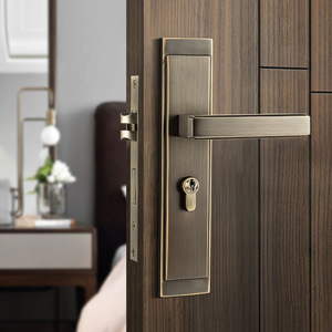 Poignée de porte de luxe en laiton massif, design italien moderne, levier intérieur pour porte principale en bois, ensemble de serrure de confidentialité avec boutons - Product Image 4