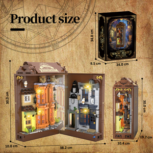 Kit de blocs de construction 3D en plastique pour maison de poupée, étagère éclairée pour la décoration de la maison, 1386 pièces - Product Image 6