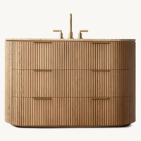 Meuble-lavabo de salle de bain moderne en chêne américain prestigieux, taille personnalisable, coiffeuse à 6 tiroirs, plateau en marbre de luxe, console en bois haut de gamme