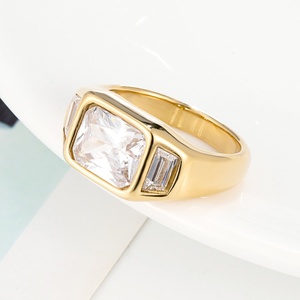 Bagues délicates plaquées or pour femmes, bijoux de mariage tendance avec pierre naturelle taille ovale - Product Image 5