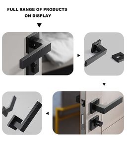 Manija <span class=keywords><strong>de</strong></span> Puerta Interior Moderna <span class=keywords><strong>de</strong></span> Aleación <span class=keywords><strong>de</strong></span> Zinc y Aluminio para Dormitorio, Palanca <span class=keywords><strong>de</strong></span> Lujo en Negro Mate, Herrajes para Habitaciones, Venta al por Mayor - Product Image 2