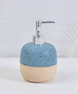 Distributeur <span class=keywords><strong>de</strong></span> savon en céramique pour <span class=keywords><strong>salle</strong></span> <span class=keywords><strong>de</strong></span> <span class=keywords><strong>bain</strong></span> avec finition mate, design bicolore beige et bleu, ensemble <span class=keywords><strong>de</strong></span> toilette décoratif exquis pour <span class=keywords><strong>salle</strong></span> <span class=keywords><strong>de</strong></span> <span class=keywords><strong>bain</strong></span> - Product Image 2