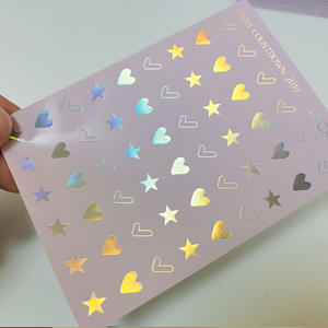 Feuille de vinyle personnalisée avec paillettes holographiques Coeur Déco Planner Kiss Cut Sticker Sheets - Product Image 1