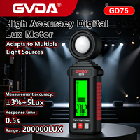 Luxmètre numérique de qualité industrielle GVDA GD75, haute précision, résolution 0,1 LUX, plage de longueur d'onde 320-730 nm, écran LCD rétroéclairé