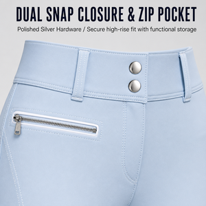 Custom Light Blue Zipper Pocket Horse Riding Breeches (Silicone Knee Patch Equestrian <strong>Jodhpurs</strong> for Horse Show - Product Image 4