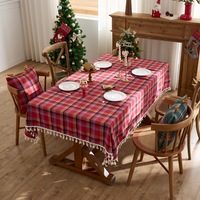 Nappe de Noël rayée en polyester tissé teint en fil, rectangulaire, lavable, réutilisable, anti-poussière, pour la maison, les fêtes et les banquets