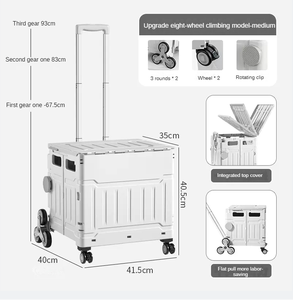 थोक नए आगमन पीपी + लोहे पोर्टेबल प्लास्टिक बहु-रंग खरीदारी कार्ट्स फोल्डेबल सुपरमार्केट ट्रॉली कार्ट - Product Image 3