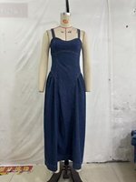 ZEVITY 2026 Nouvelle Robe Chic Femme Sans Manches Plissée Évasée Style Cowboy en Jean pour les Fêtes Robe Midi Femme Denim Robe Mujer Dropship