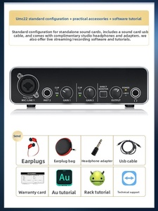 <span class=keywords><strong>Carte</strong></span> <span class=keywords><strong>son</strong></span> externe USB pour enregistrement en direct UMC22, compatible avec téléphone portable et ordinateur - Product Image 3