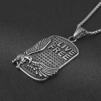 Collar de Acero Inoxidable con Colgante de Águila 3D, Diseño Cuadrado de Libertad, Estilo Hip Hop Europeo para Hombre