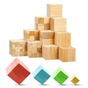 358 Uds. Bloques de construcción coloridos bloques cuadrados de madera Natural para Artes proyectos de bricolaje manualidades Baby Showers cubos de madera sin terminar