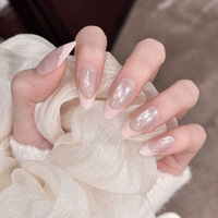 Ongles en gel perlé peints à la main, luxe, courts, en forme d'amande, à presser, réutilisables, manucure minimaliste, fournisseur en gros