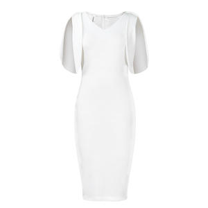 Vendita all'Ingrosso Nuovo Design Abito Casual da Donna Elegante Formale Tinta Unita con Scollo a V Lunghezza Midi - Product Image 5