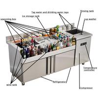 Station de Bar à Cocktails Mobile Commerciale en Acier Inoxydable OEM pour Hôtels – Poste de Travail de Barman – Comptoir de Bar