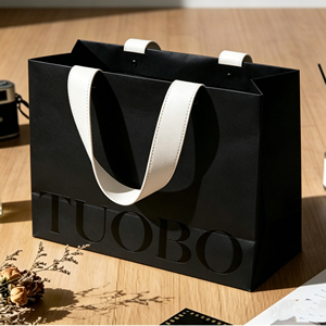 Sacs en papier kraft brun personnalisés avec logo, pour emballages cadeaux, restauration rapide, à emporter, avec poignée - Product Image 2