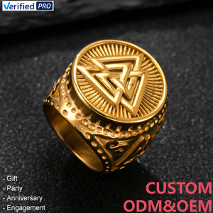 CAIOOCHE Anneaux rétro imperméables en acier inoxydable or et argent, motif triangle punk, pour femmes et hommes, pour <span class=keywords><strong>la</strong></span> fabrication <span class=keywords><strong>de</strong></span> bijoux - Product Image 1