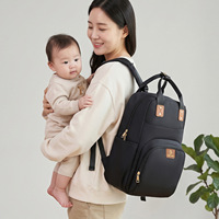 Sac à dos vintage grande capacité en tissu Oxford pour couches et accessoires de maman, avec compartiment isotherme pour biberons et crochets pour poussette