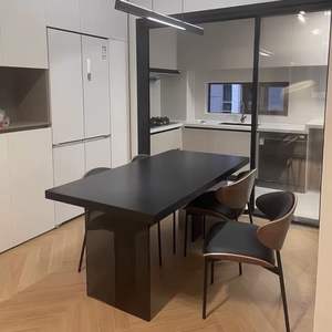 Mesa de Comedor Flotante de Acrílico, Rectangular, Negra, Moderna, Minimalista, Estable, para Apartamentos Pequeños, Uso Doméstico - Product Image 3