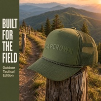 Casquette de baseball réglable en mousse et maille à 5 panneaux avec logo montagne brodé personnalisé, casquette de sport d'extérieur pour homme