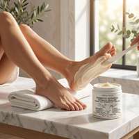 Masque de soin pour les pieds au squalane avec formule botanique fermentée auto-chauffante hydratante, soin spa pour les pieds, OEM ODM, marque privée, vente en gros