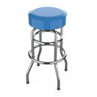 Tabouret de bar pivotant sans dossier en chrome à double anneau de la série Classic avec logo personnalisé