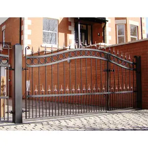 Customized Powder Coated Privacy Galvanized Steel Garden Metal Fencing Villa Wrought Iron Gates and Fence