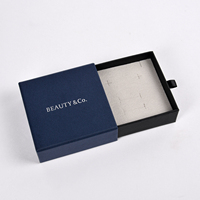 Boîte de rangement pour bijoux en carton recyclé écologique avec insert en velours, tiroir coulissant en papier, logo personnalisé, certifiée TUV, faible MOQ