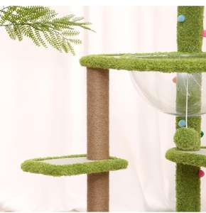 Arbre à <span class=keywords><strong>chat</strong></span> multi-niveaux en forme d'arbre vert avec <span class=keywords><strong>lit</strong></span> capsule transparent et poteaux à gratter en sisal, arbre à <span class=keywords><strong>chat</strong></span> interactif pour chats d'intérieur - Product Image 5