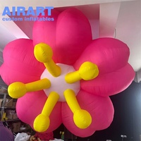 Décoration gonflable attrayante en forme de fleur de cerisier pour événements et expositions en plein air, grand ballon gonflable en forme de fleur rose