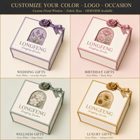 Boîte Cadeau Haut de Gamme avec Finition Mate, Ruban Floral, Nœud et Fenêtre Arche en Strass pour Bijoux, Mariage, Mariée, Marque