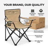 Chaise de camping pliante robuste, capacité 120 kg, pour la pêche, la randonnée, les voyages, support de logo personnalisé 2026