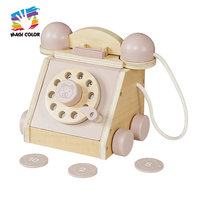 Téléphone rotatif en bois Magicolor Ours, jouet éducatif à numéros à tourner pour jeu d'imitation, pour les 2-10 ans, peinture écologique EN71