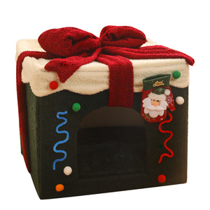 Hot Christmas Gift Box Short <b>Plush</b> Velvet Bed House Nest Comfortable Luxury Pet - Product Image 4