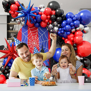 Zwarte, rode en blauwe spin-thema ballonbogen voor mannen met folieballonnen voor spin-thema verjaardagspartydecoratie - Product Image 2