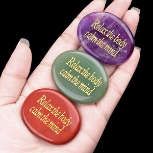 Détendez le corps Calmez l'esprit 35x45mm <span class=keywords><strong>Pierre</strong></span> d'agate en cristal naturel Personnages gravés Encourageant les pierres précieuses <span class=keywords><strong>Pierre</strong></span> d'inquiétude - Product Image 1