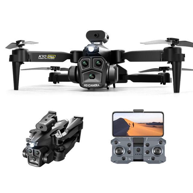 K10 Max Drones with Three 4K HD Camera Four Way Obstacle Avoidance Optical Flow Positioning RC Helicopter Dron Toys Gift