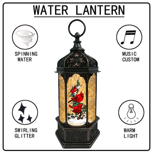 Swirling Glitter Snow Globe Cardinal <strong>Christmas</strong> Ornament Lamp Light Spinning Water <strong>Lantern</strong> <strong>Christmas</strong> <strong>Lantern</strong> - Product Image 2