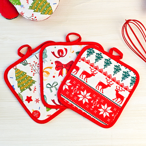 Giáng sinh nhà bếp lò Mitt và nồi chủ Tạp dề đặt Giáng sinh cây bông nhà bếp đặt găng tay Găng tay Găng tay potholders tạp dề - Product Image 5