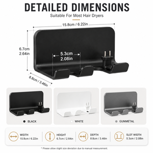 Soporte de Pared para Secador de Pelo de Baño, Sin Taladro, Plástico ABS, Organizador de Almacenamiento para Salón y Hogar - Product Image 3